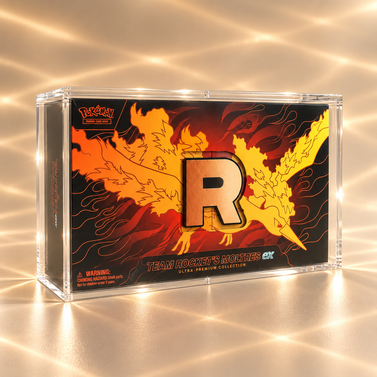 Akrylskydd för Pokémon Team Rocket's Moltres ex Ultra-Premium Collection