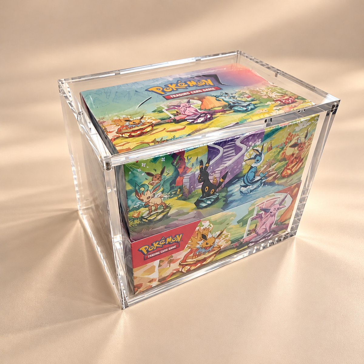 Akrylskydd till 8-tin pokemon display Prismatic Evelutions med starka magneter, 6mm tjocklek och fullt uv skydd