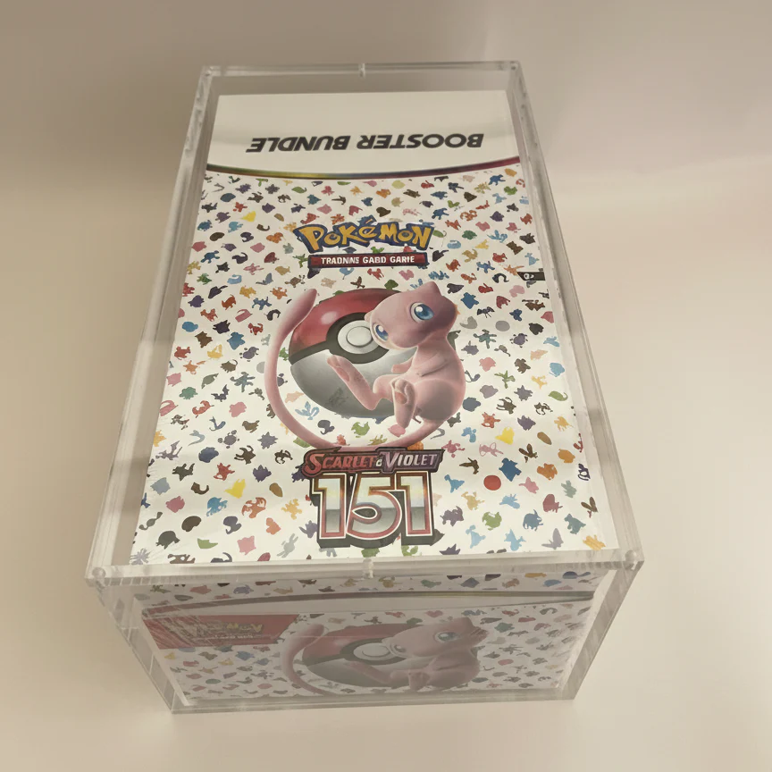 Akrylskydd för Pokémon Booster Bundle Display 151 mew – 6 mm UV-skydd med 6 magneter