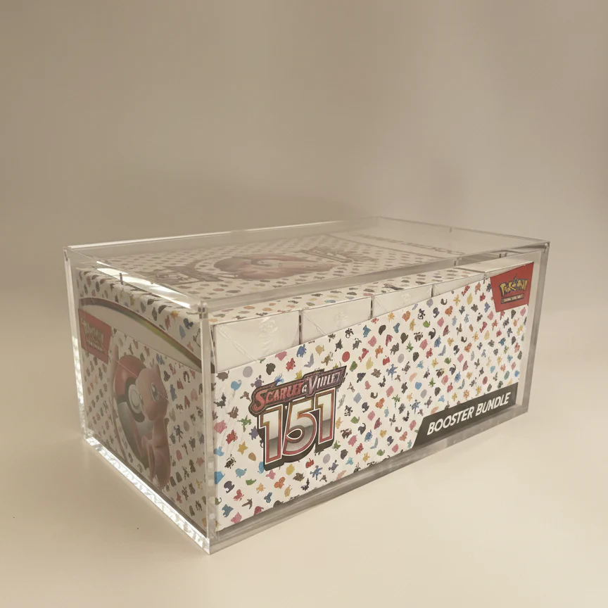 Akrylskydd för Pokémon Booster Bundle Display 151 mew 2 – 6 mm UV-skydd med 6 magneter