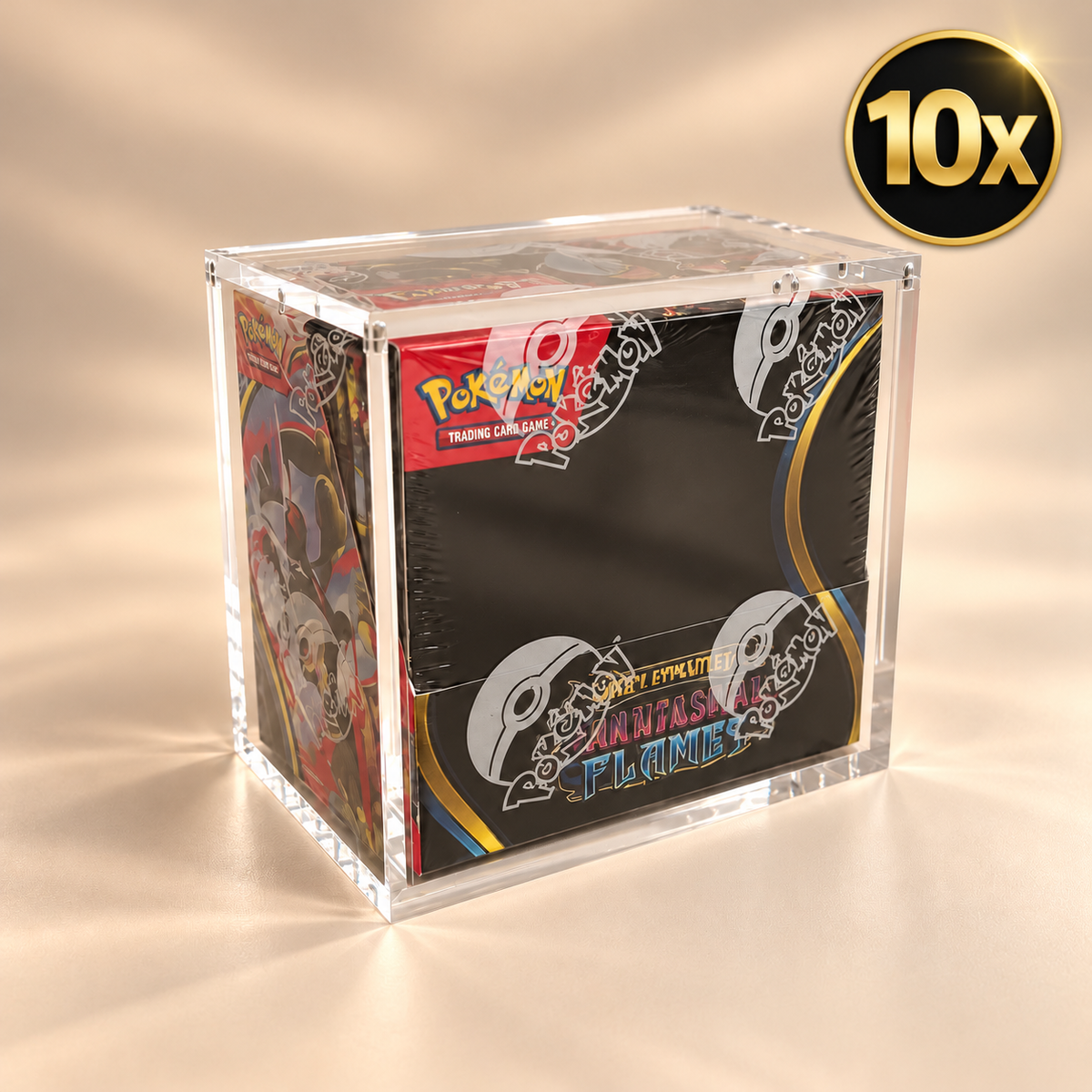 Pokémon 10x Booster Box Akrylskydd – Engelsk Booster Box, 6 mm
