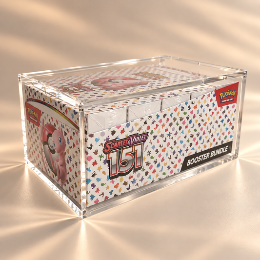 Pokémon 151 Booster Bundle Display i transparent akrylskydd