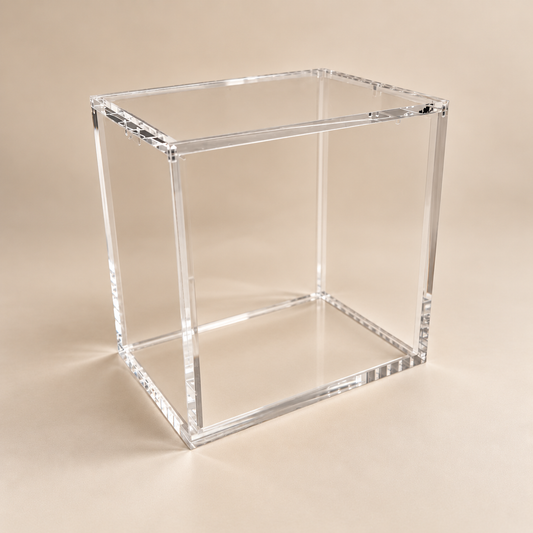 Transparent 6mm tjockt akrylskydd för Disney Lorcana Trove-box, utformat för att skydda förpackningen mot damm och repor.