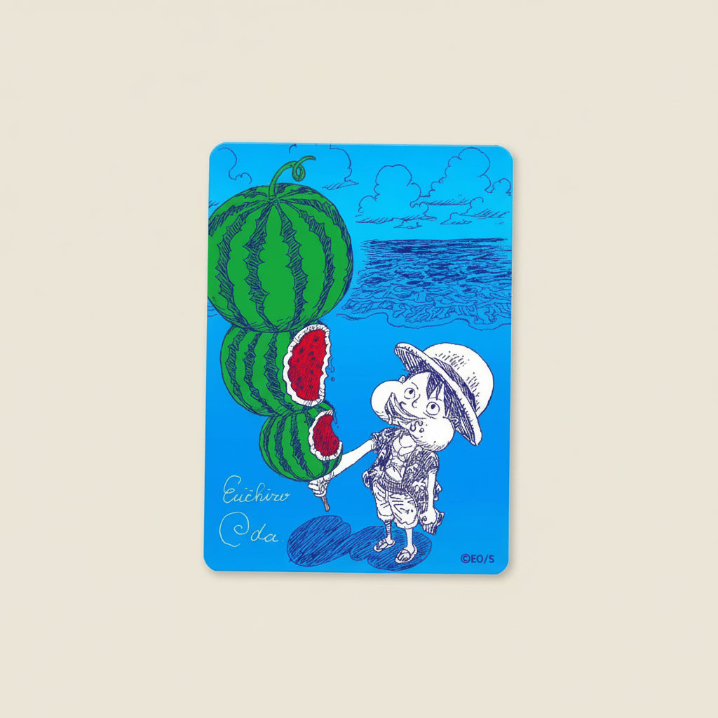 One Piece NatsuComi 2026 MetaKira Card med Monkey D. Luffy och metallisk finish på japanska