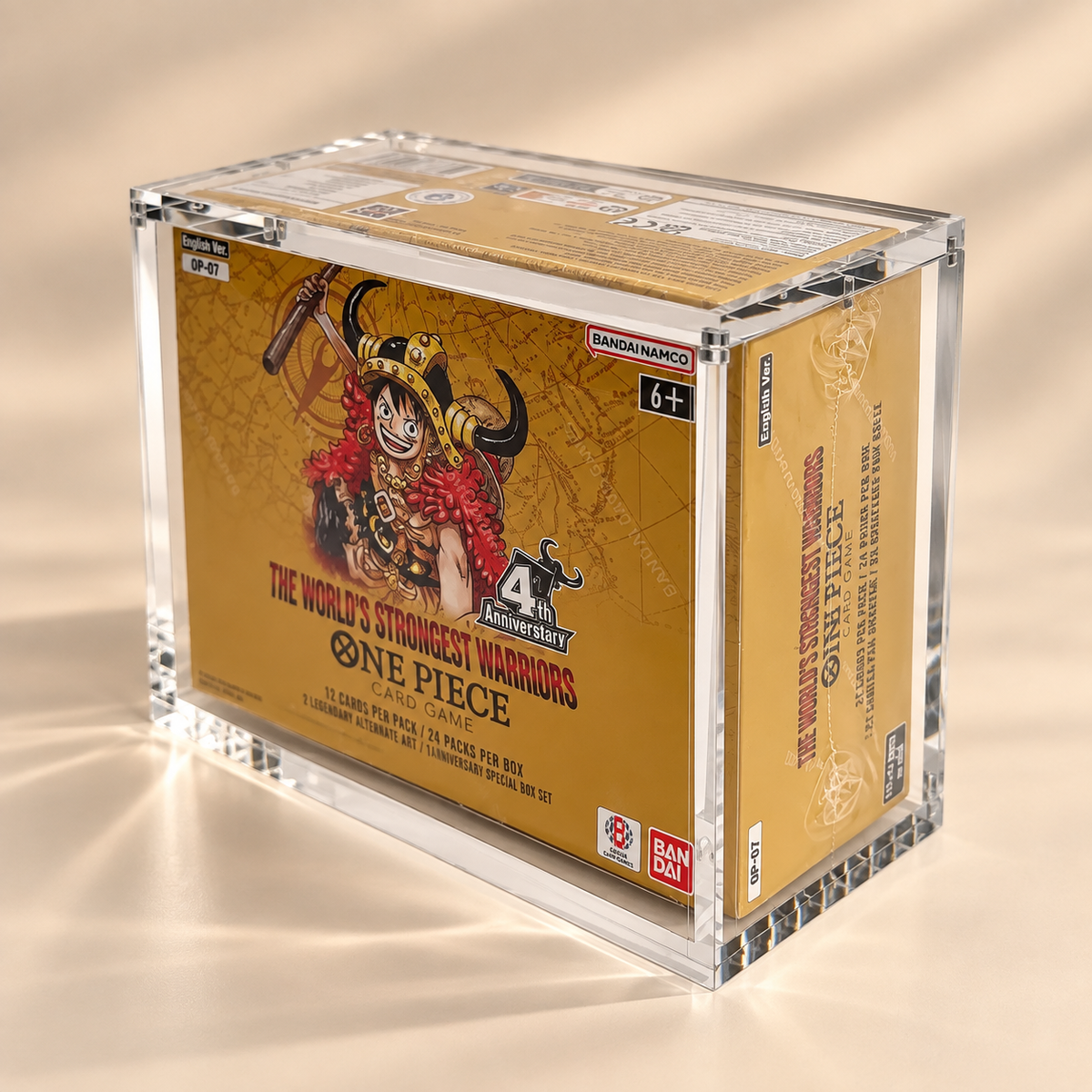 Akrylskydd för One Piece TCG Booster Box som skyddar och visar upp en Booster Box